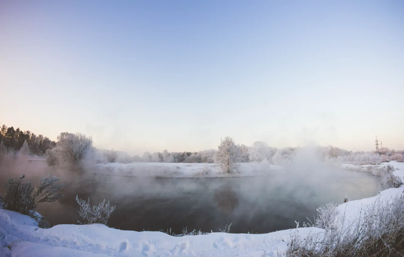 Photo wallpaper winter, river, frost