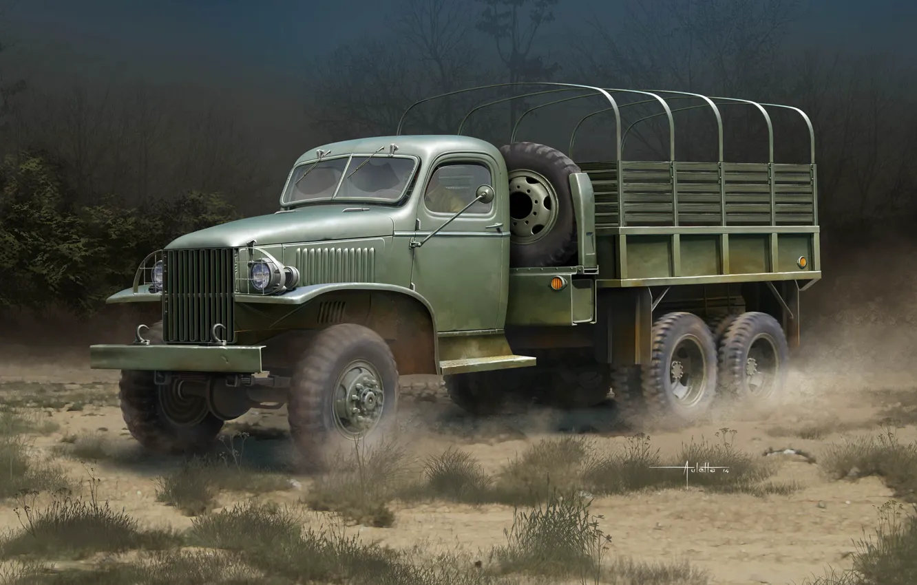 Photo wallpaper art, US GMC CCKW-352, Truck