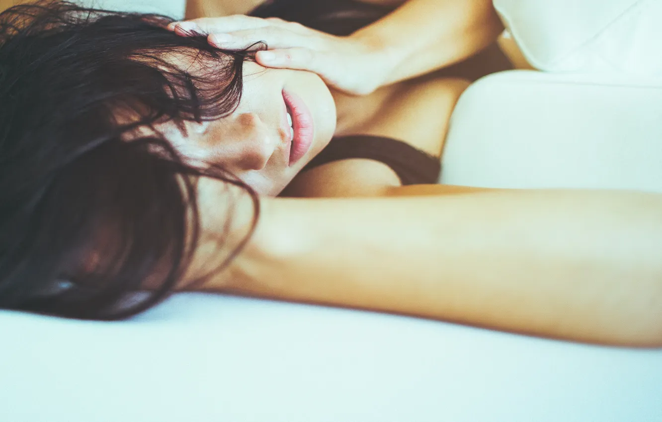 Photo wallpaper girl, hair, lips