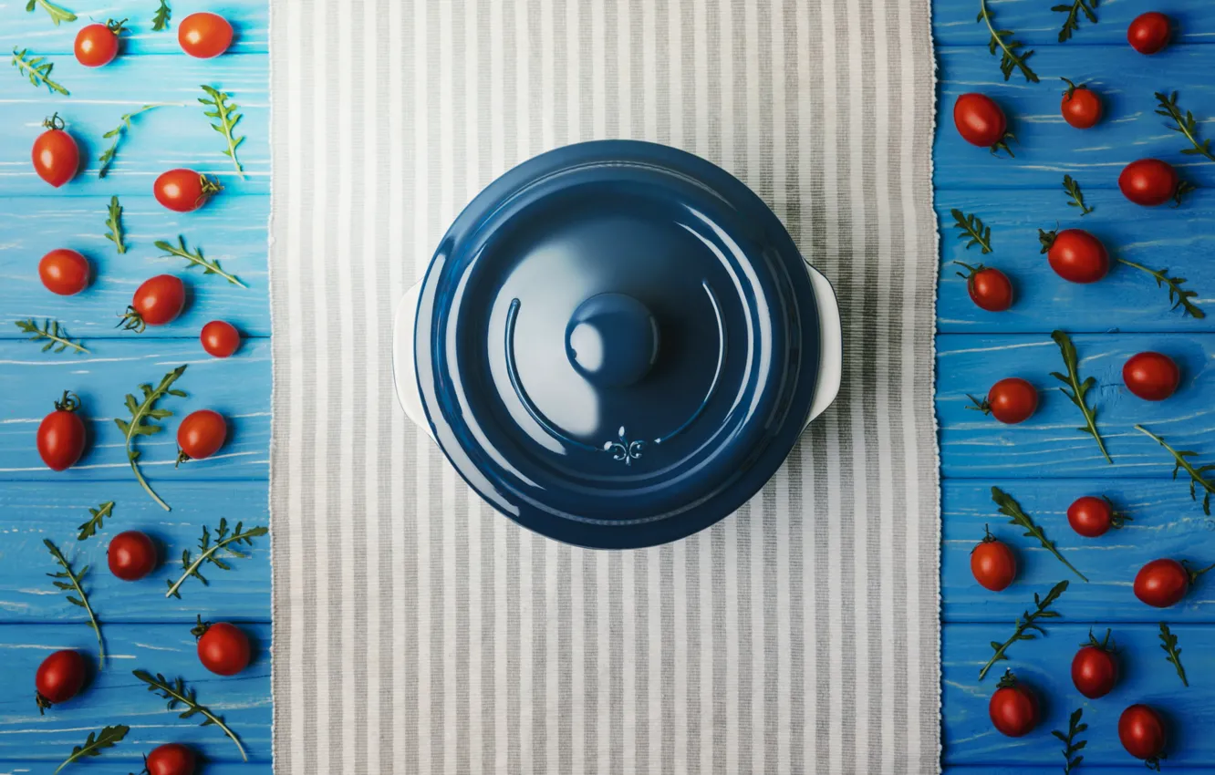 Photo wallpaper pan, tomatoes, cherry, tomatoes