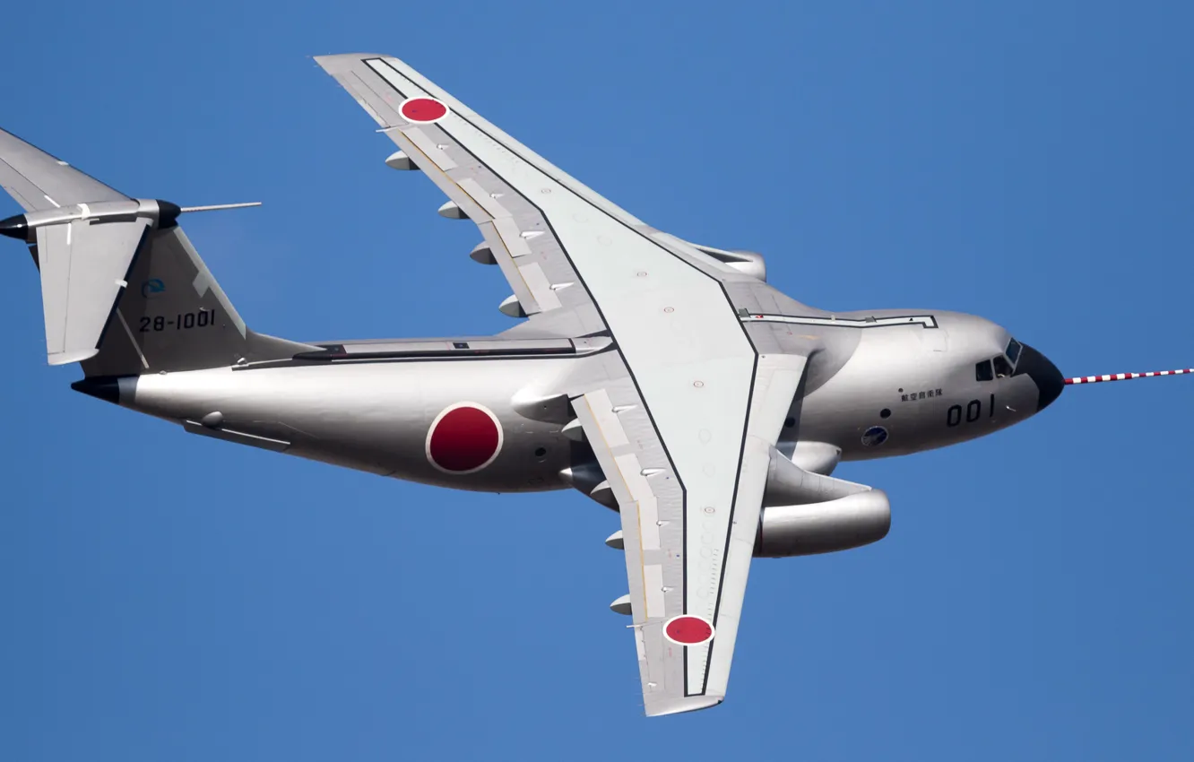 Photo wallpaper the plane, Kawasaki, military transport, twin-engine, C-1