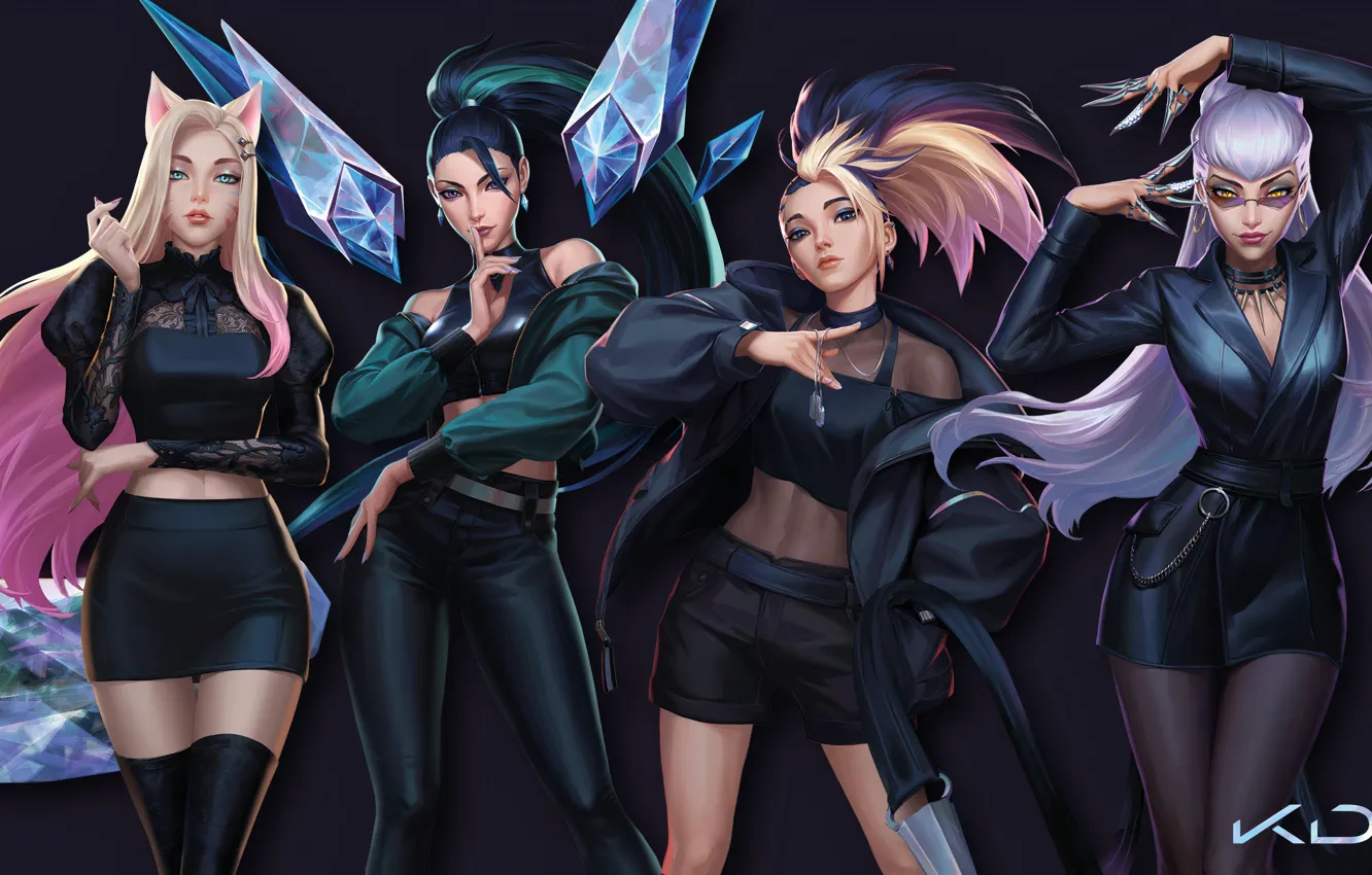 Photo wallpaper girl, League of Legends, K-Pop, Video Game, Ahri (League Of Legends), Evelynn (League Of Legends), …