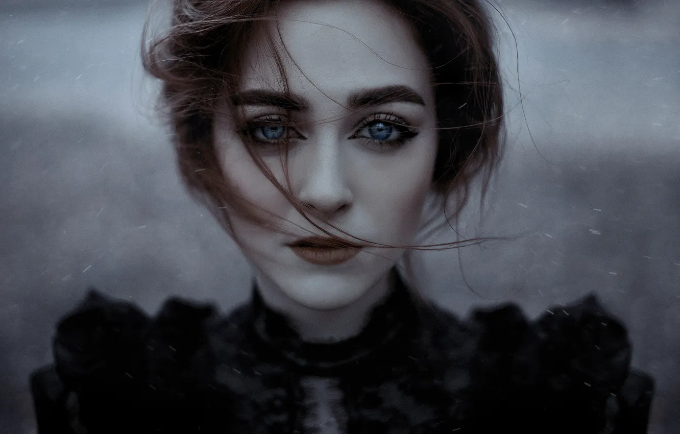 Photo wallpaper look, girl, face, the wind, Alexander Shark