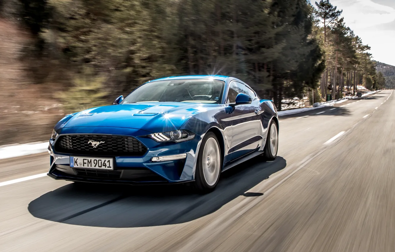 Photo wallpaper speed, Mustang, Ford, Fastback, 2018, EcoBoost