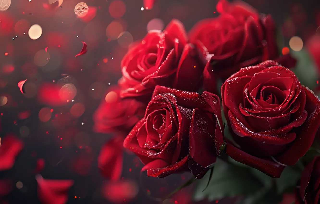 Photo wallpaper flowers, roses, AI art, neural network