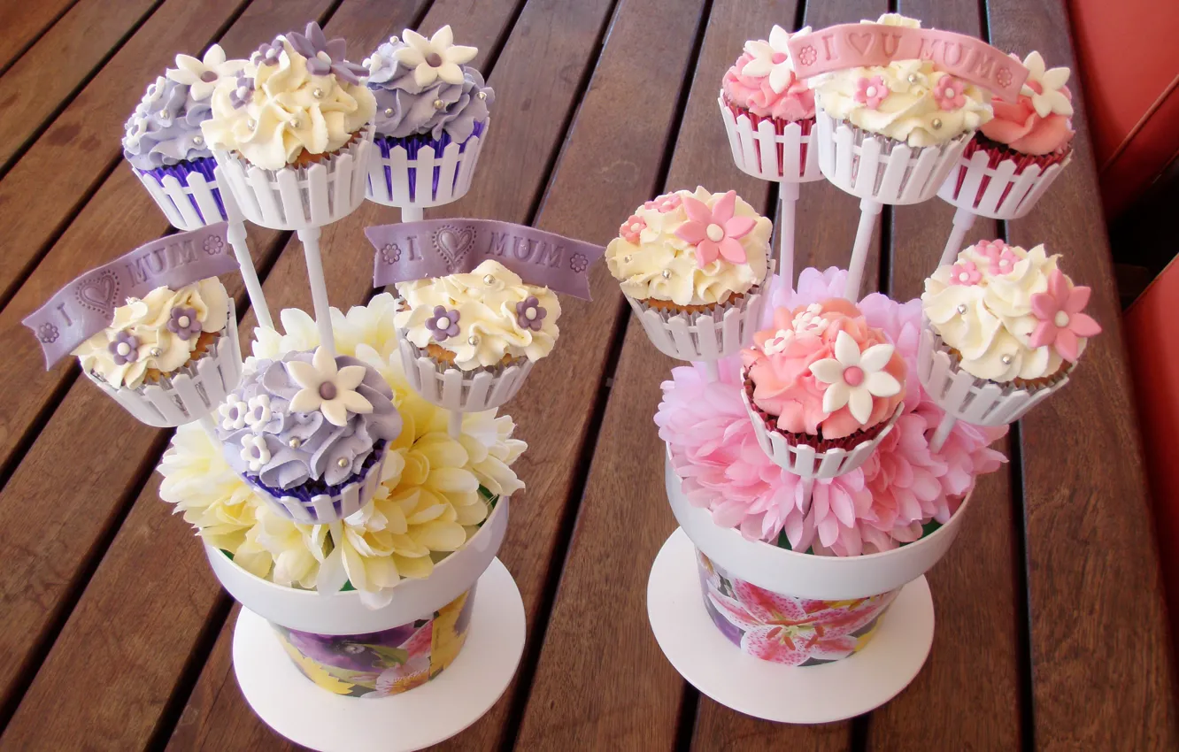 Photo wallpaper decoration, sweet, cupcakes, holiday, cakes