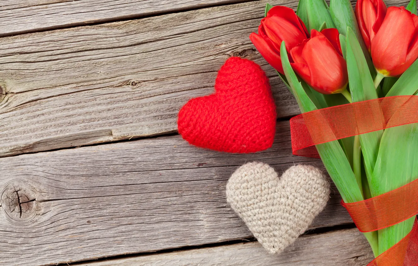 Wallpaper love, flowers, gift, bouquet, hearts, tulips, red, love for