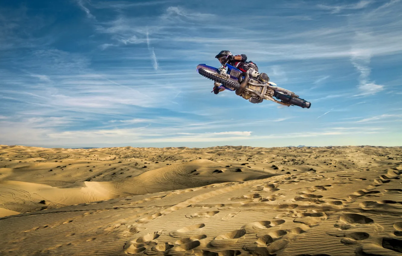 Photo wallpaper the sky, jump, sport, motorcycle