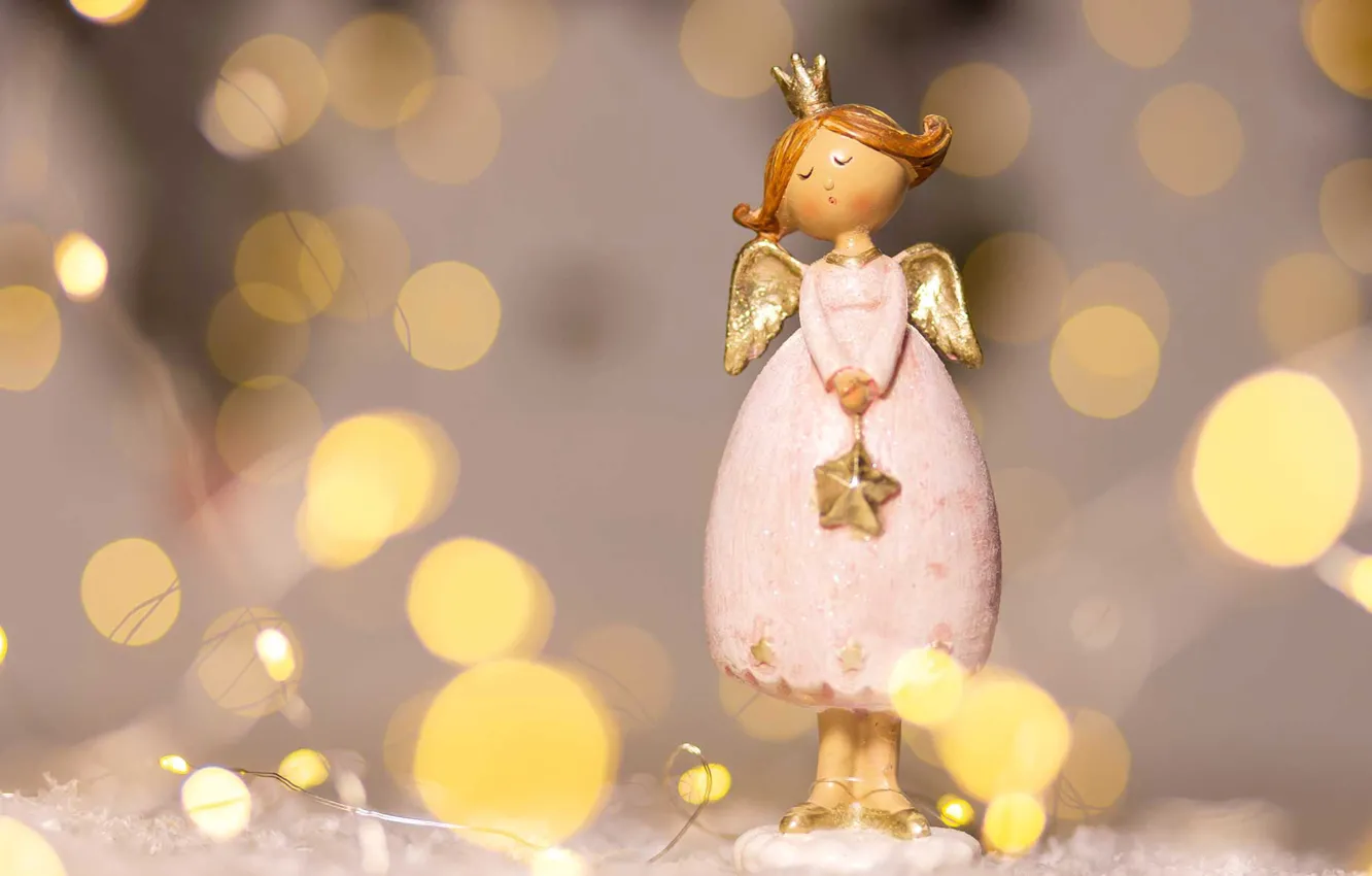 Photo wallpaper stars, glare, toy, new year, crown, Christmas, gold plated, garland