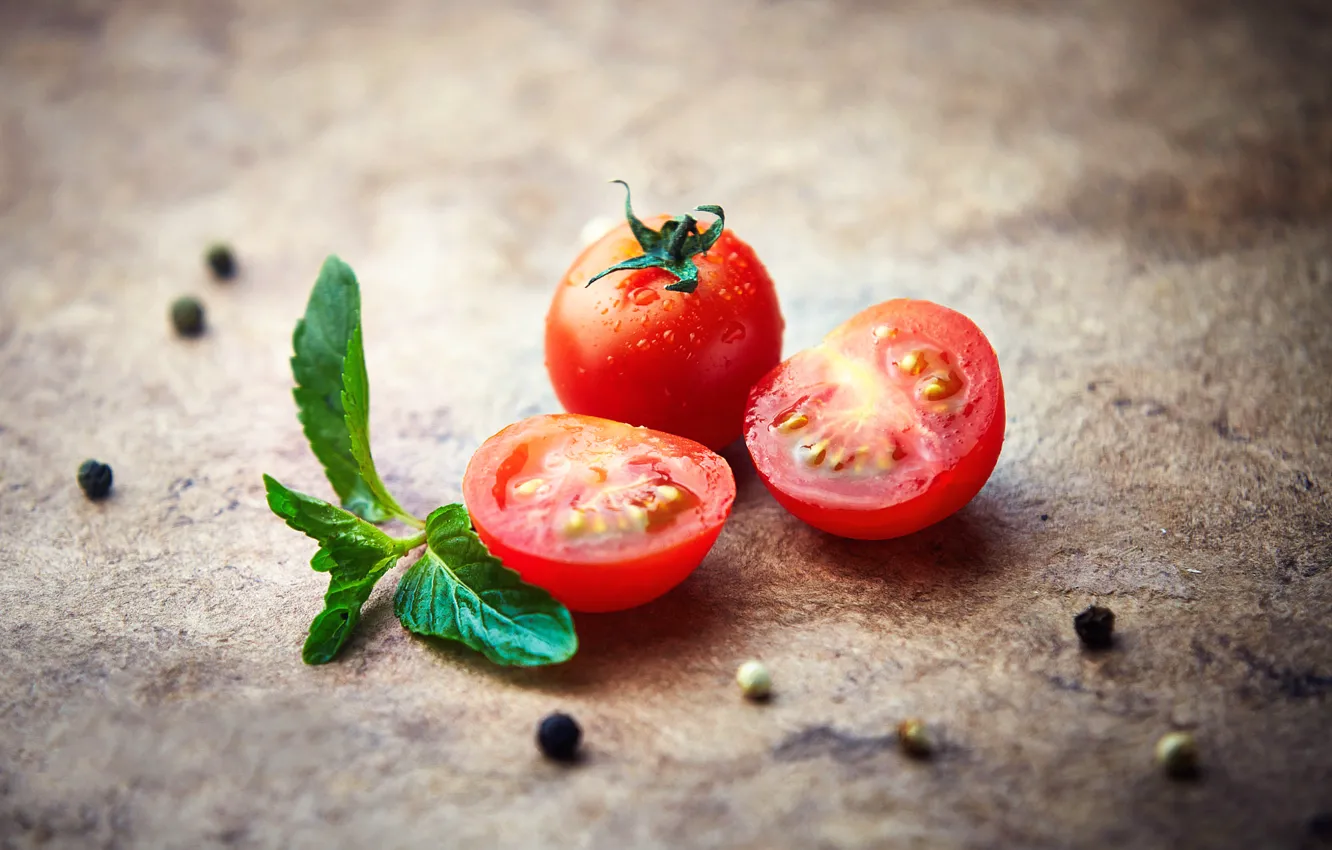 Photo wallpaper tomatoes, tomatoes, bokeh