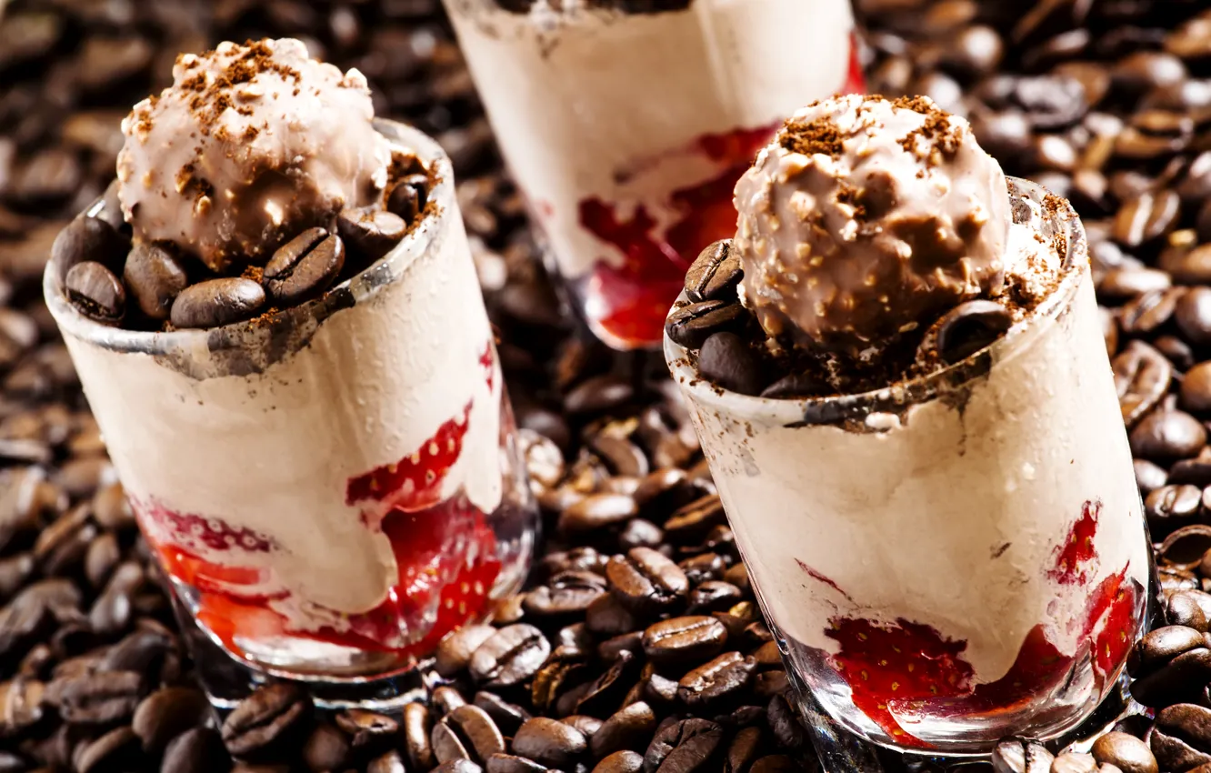Photo wallpaper glass, coffee, food, grain, ice cream, sweets