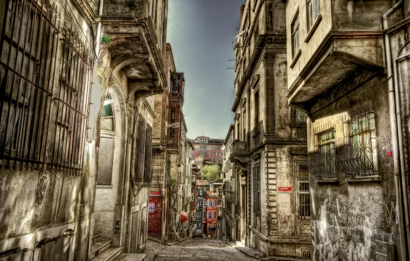 Photo wallpaper HDR, Istanbul, Turkey, street, street, Istanbul, Turkey, Old buildings