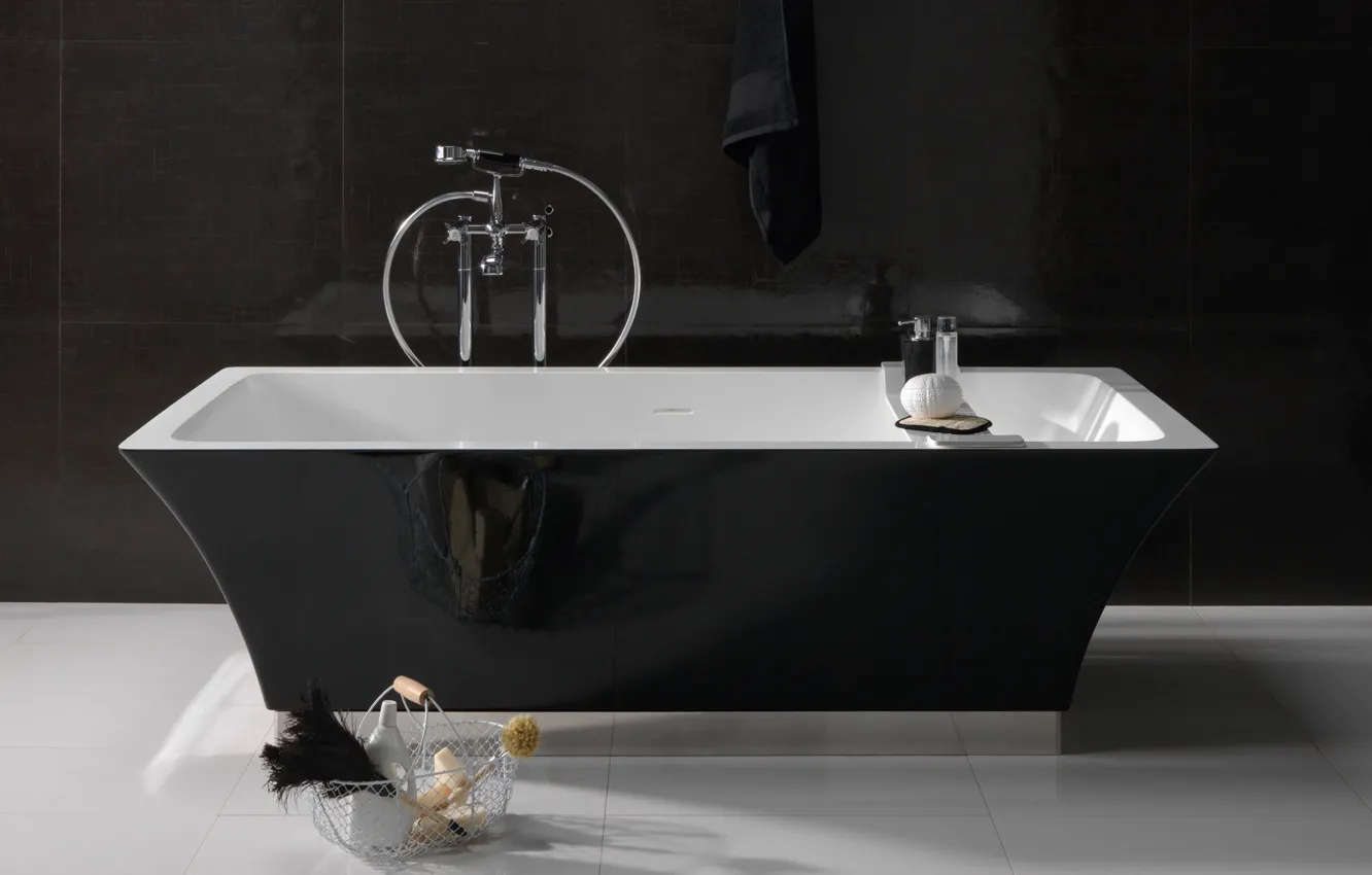 Photo wallpaper white, design, black, interior, bath, bathroom