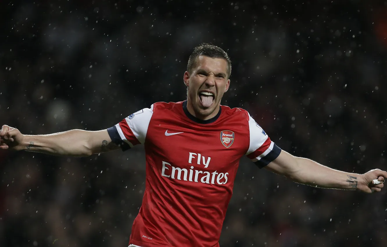 Photo wallpaper football, London, Arsenal, goal, football, Arsenal, Lukas Podolski, German Striker