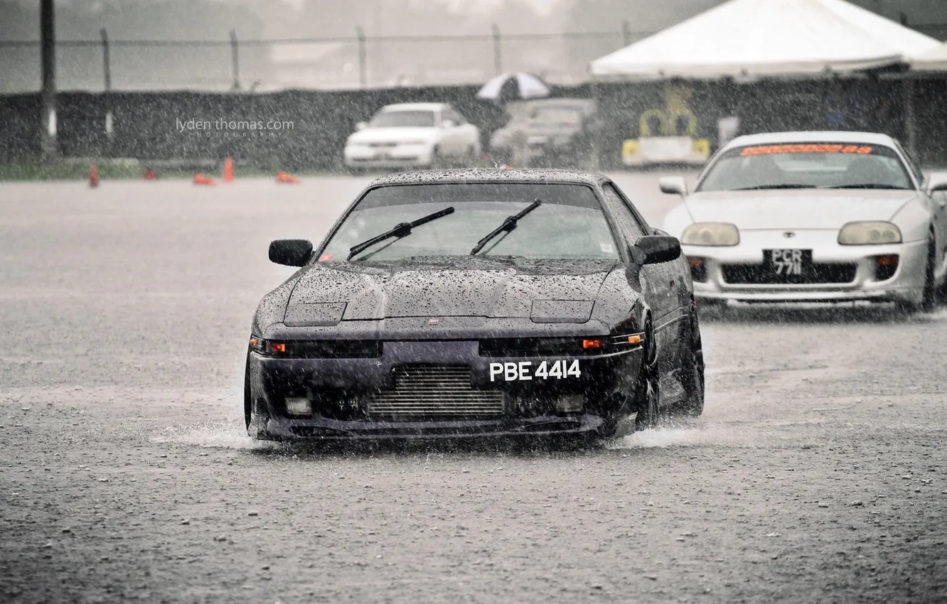 Photo wallpaper rain, supra, honda, rain, Honda, toyota, Toyota, supra