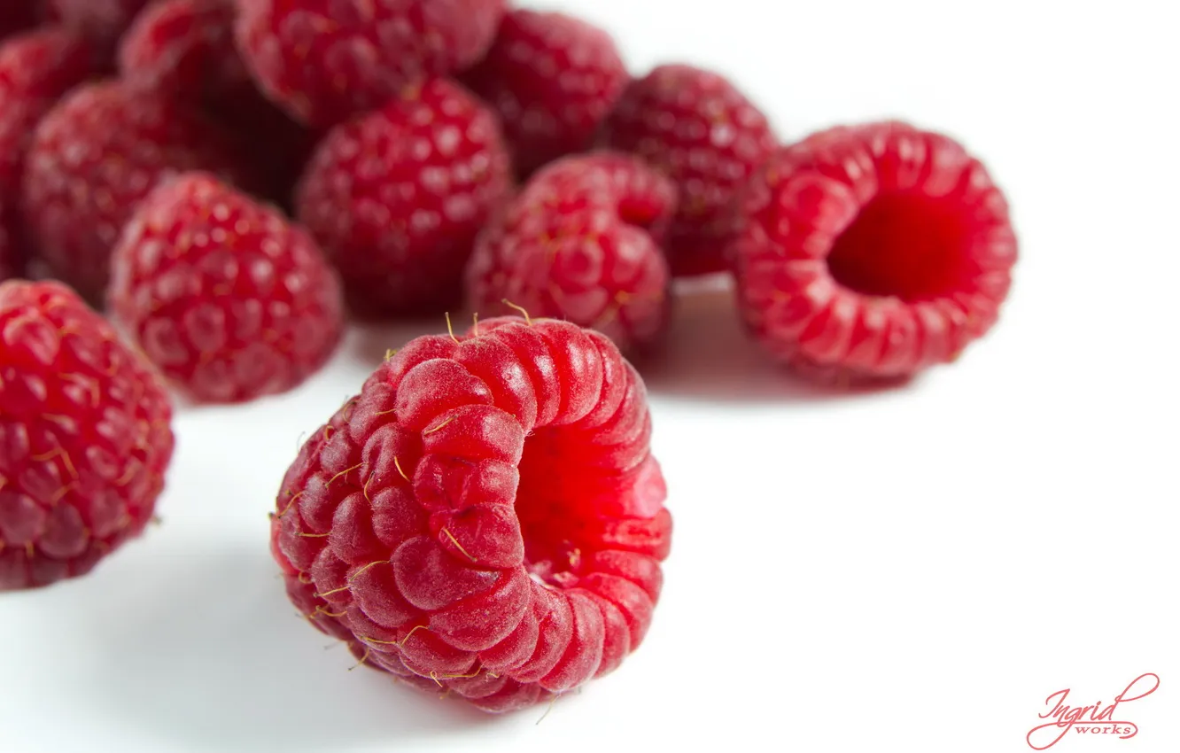 Photo wallpaper macro, berries, raspberry, food