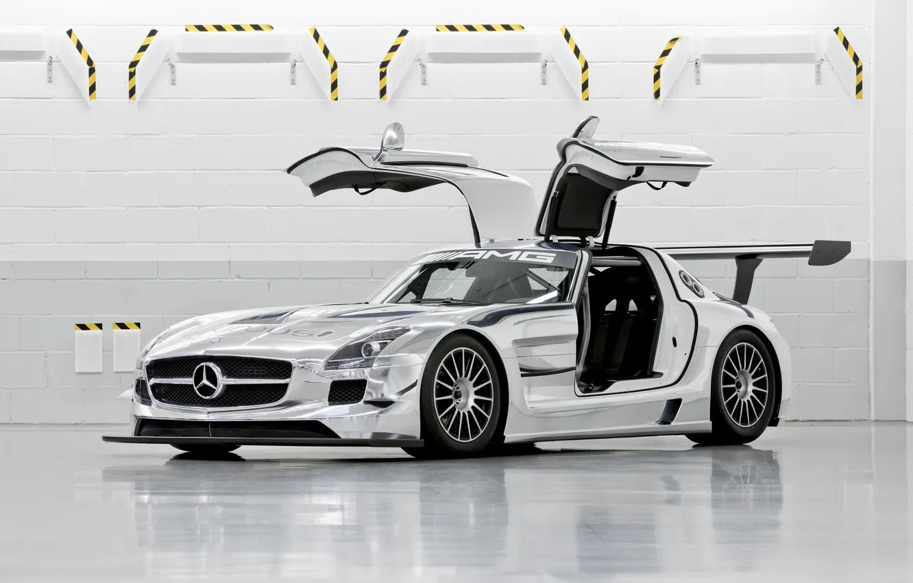Photo wallpaper Mercedes-Benz, AMG, SLS, GT3, chrome