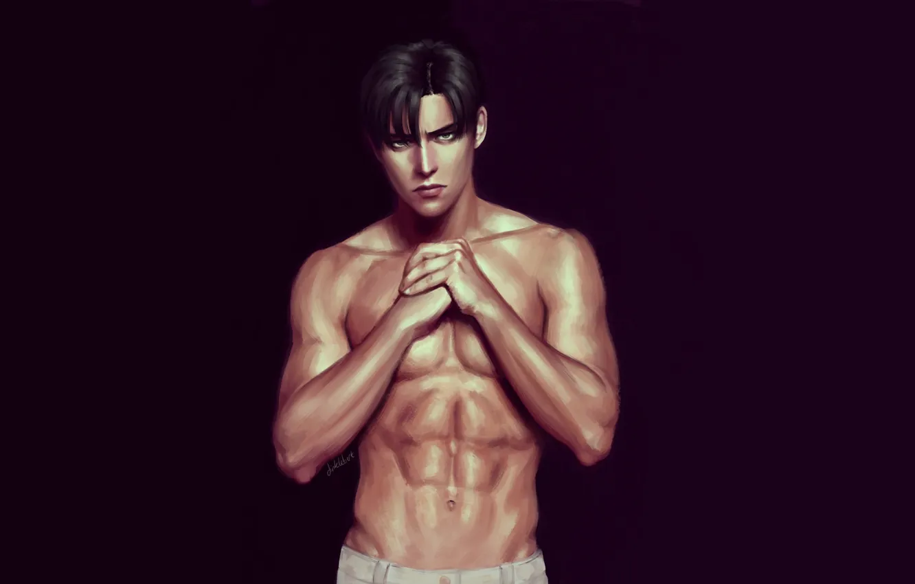 Photo wallpaper background, guy, handsome, naked torso, Attack Of The Titans, Shingeki No Kyojin, Levi Ackerman, Levi