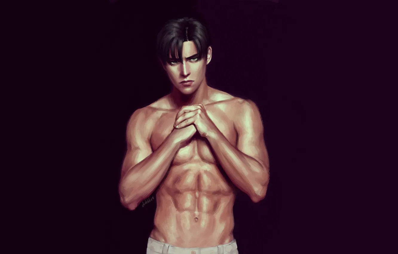 Photo wallpaper background, guy, handsome, naked torso, Shingeki no Kyojin, Attack Of The Titans, Levi Ackerman, Levi