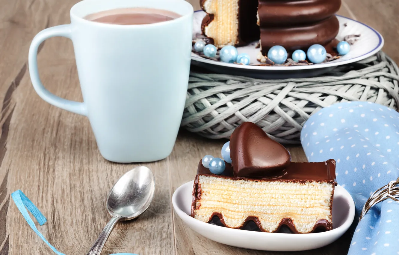 Photo wallpaper coffee, Cup, cake, cakes, schokolad