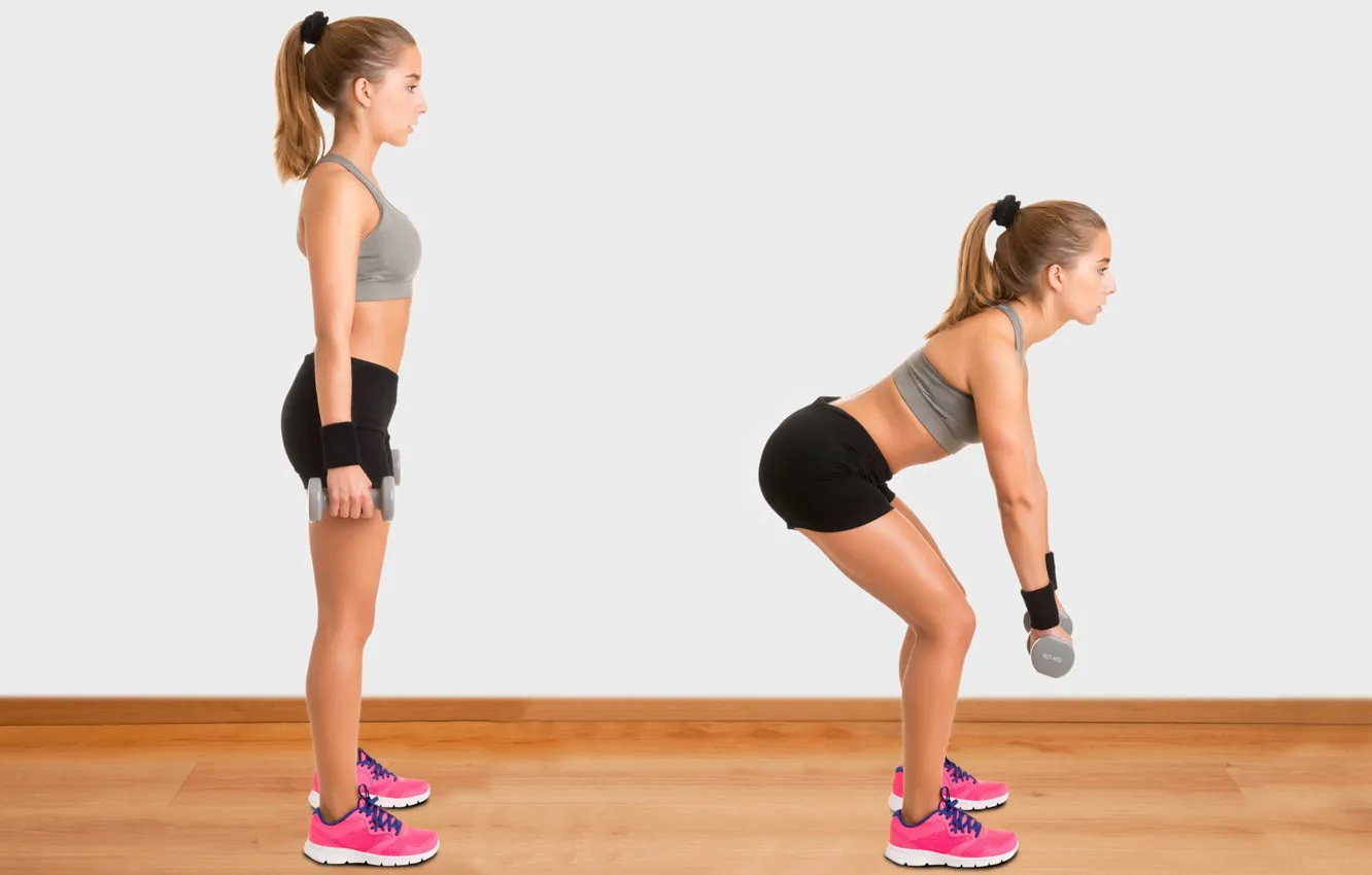 Photo wallpaper woman, fitness, technique, dead weight exercise for glutes