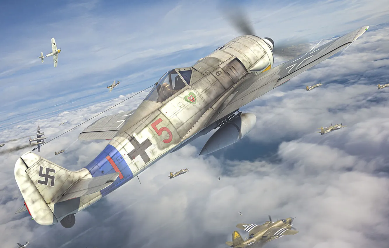 Photo wallpaper Luftwaffe, fighter-monoplane, German single-seater single piston, JG54, Antonis (rOEN911) Karidis, Focke-Wulf Fw 190 Würger