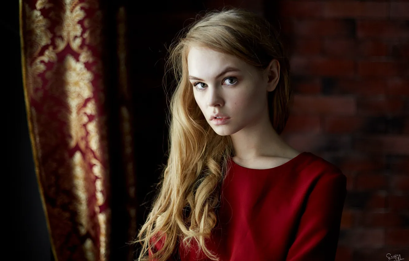 Photo wallpaper look, girl, sweetheart, model, hair, lips, beautiful, in red