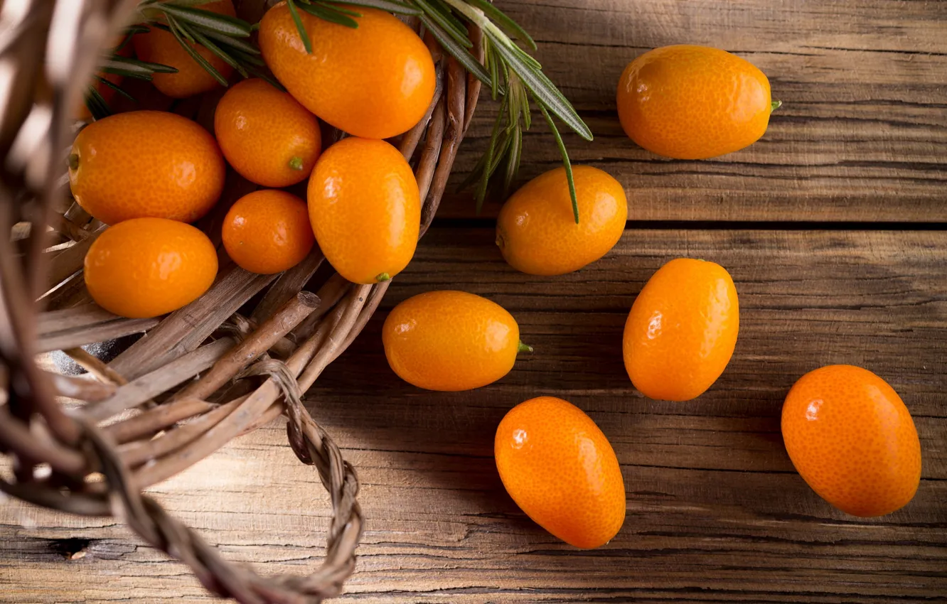 Photo wallpaper Board, citrus, placer, basket, kumquat