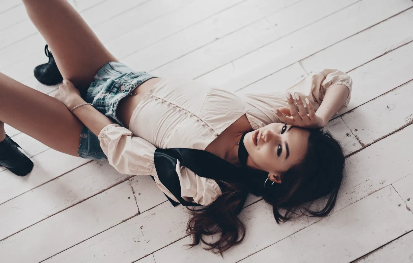 Photo wallpaper look, sexy, pose, model, makeup, figure, brunette, hairstyle