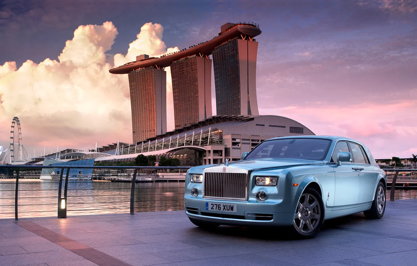 Photo wallpaper landscape, the city, Rolls-Royce, Singapore, limousine