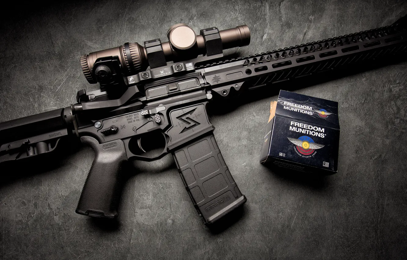 Photo wallpaper box, optics, assault rifle