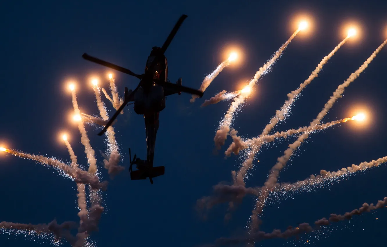 Photo wallpaper weapons, show, helicopter, AH-64