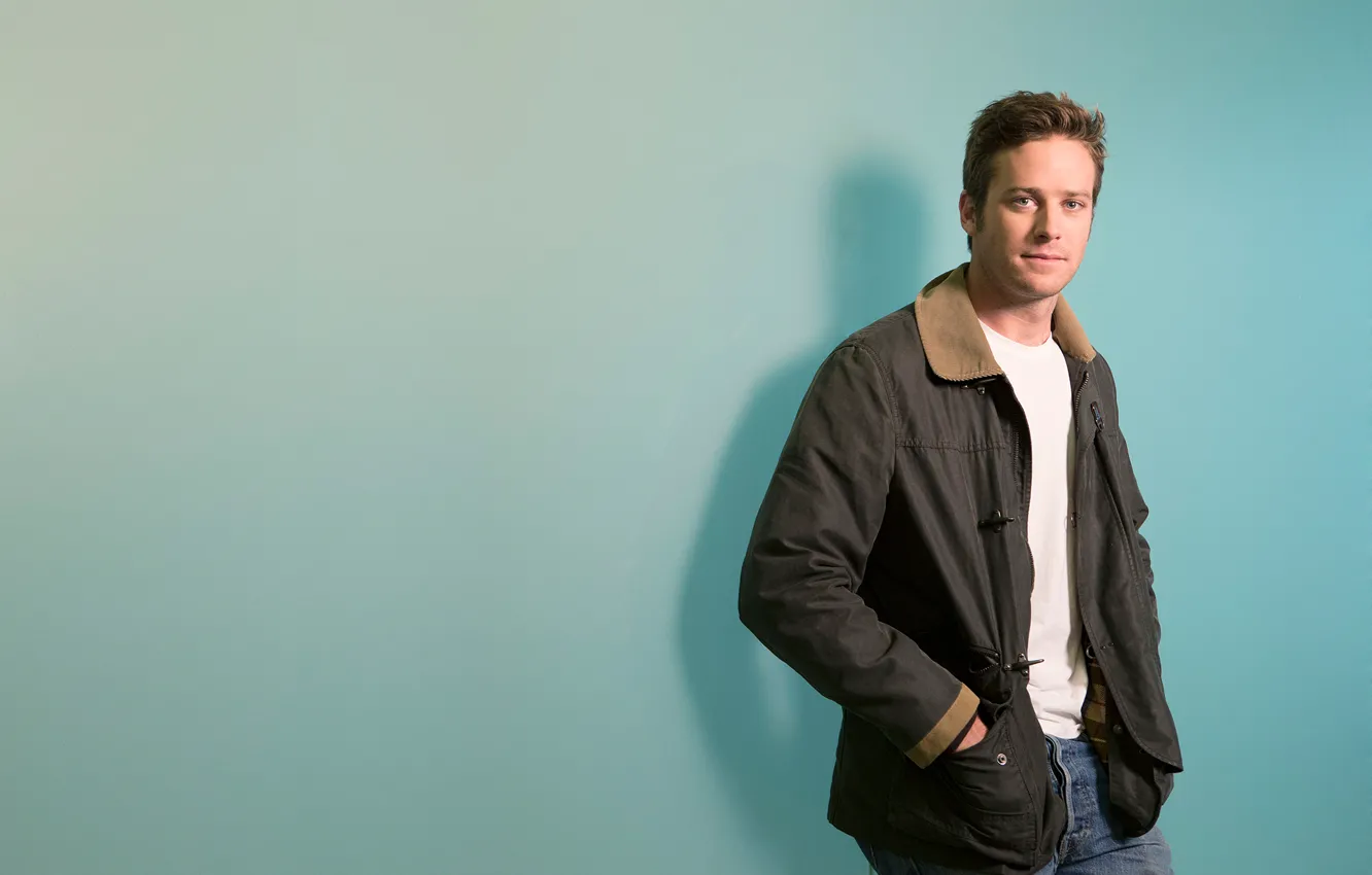 Photo wallpaper background, jeans, jacket, newspaper, actor, Armie Hammer, Armie Hammer, USA Today