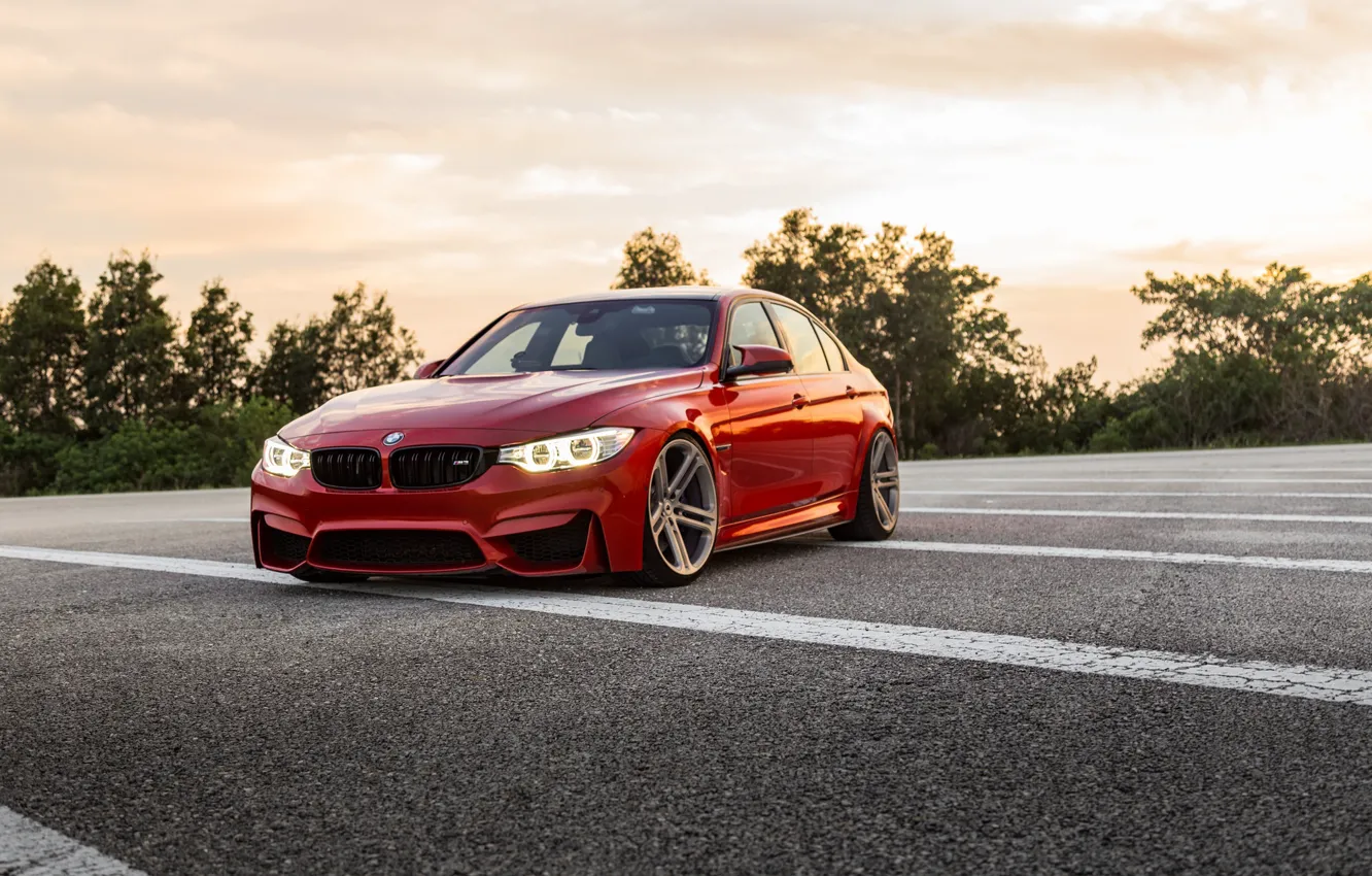 Photo wallpaper BMW, red, Vossen, F80