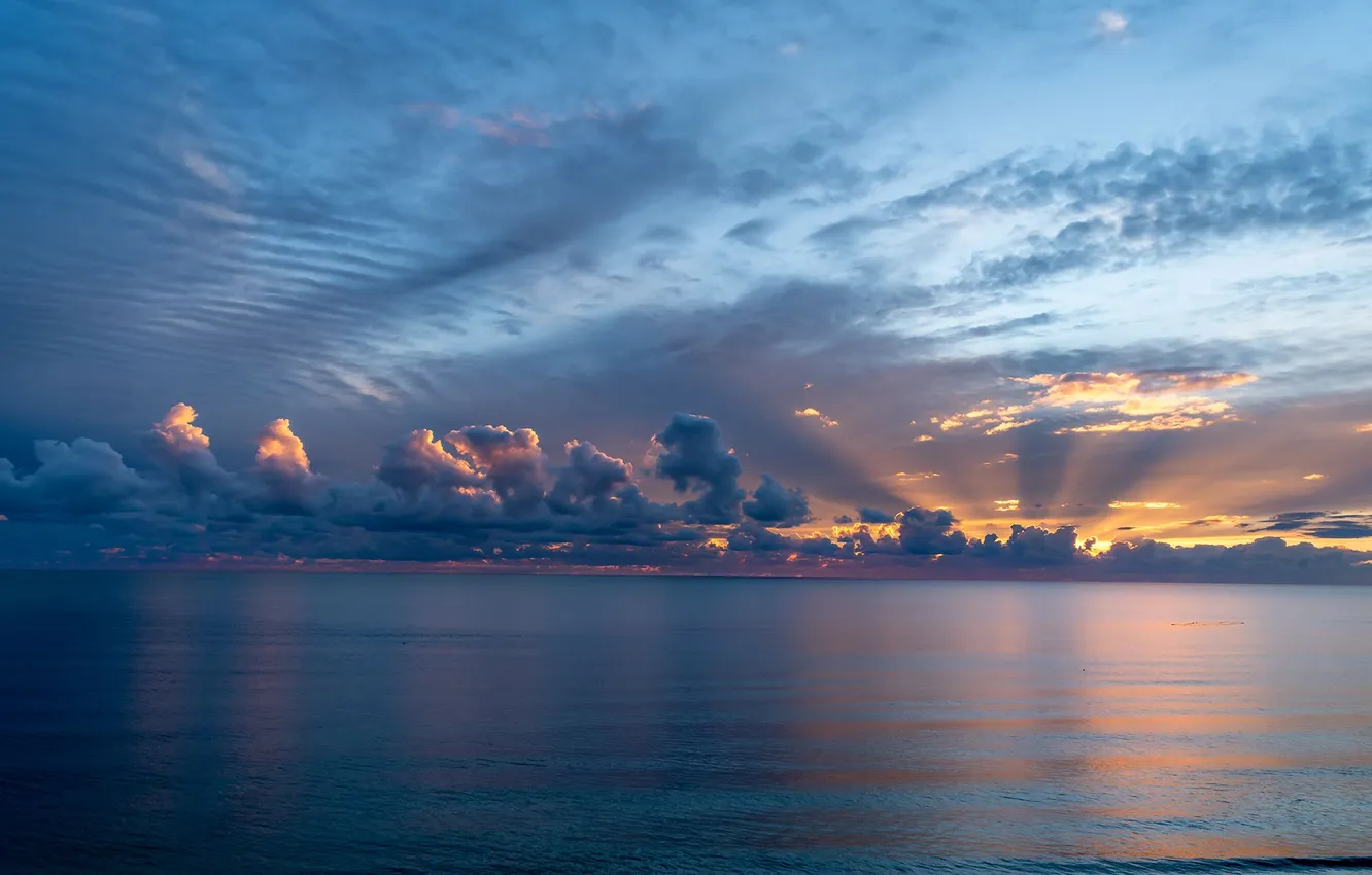 Photo wallpaper the sky, clouds, landscape, Evgeny Kozlov, sea sunset