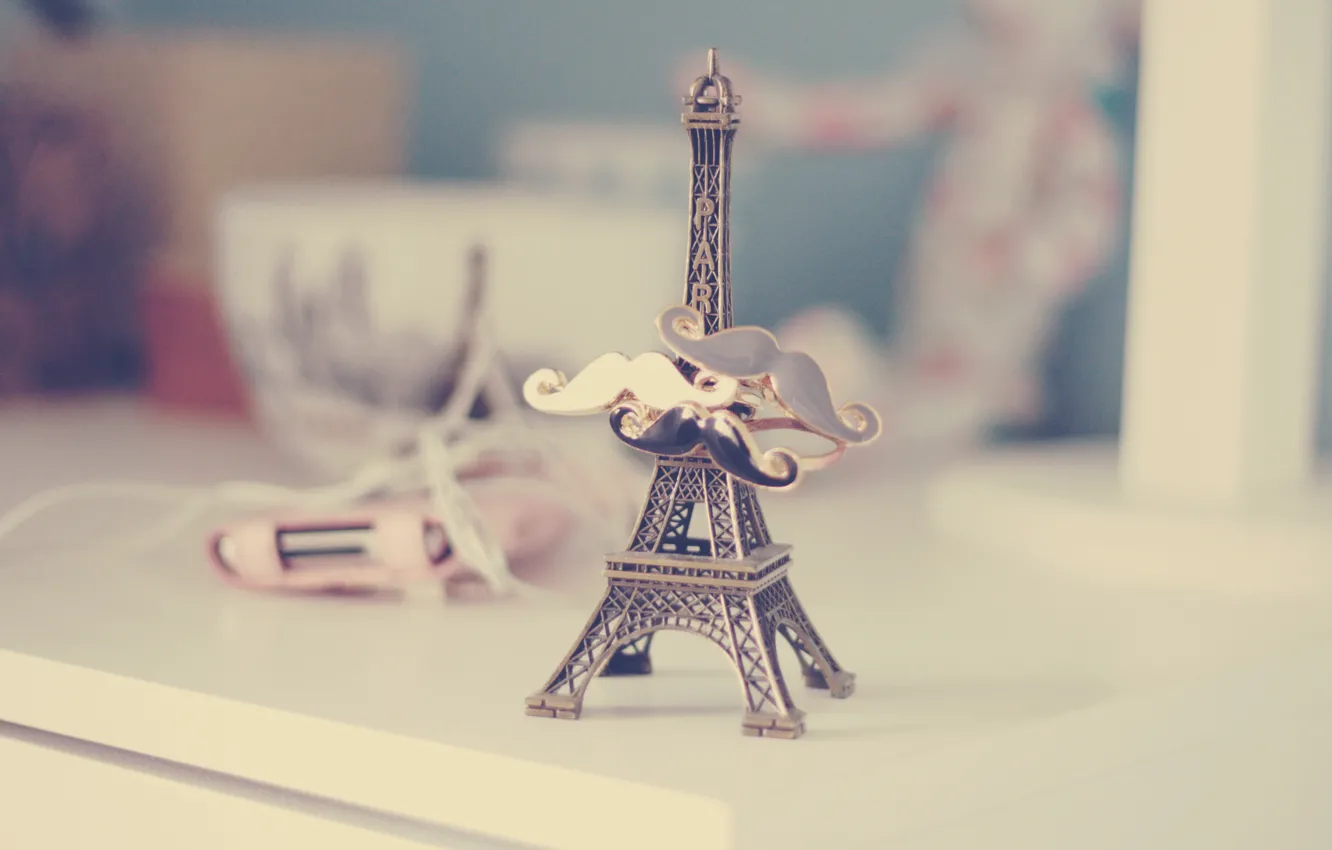 Photo wallpaper mustache, Eiffel tower, figure