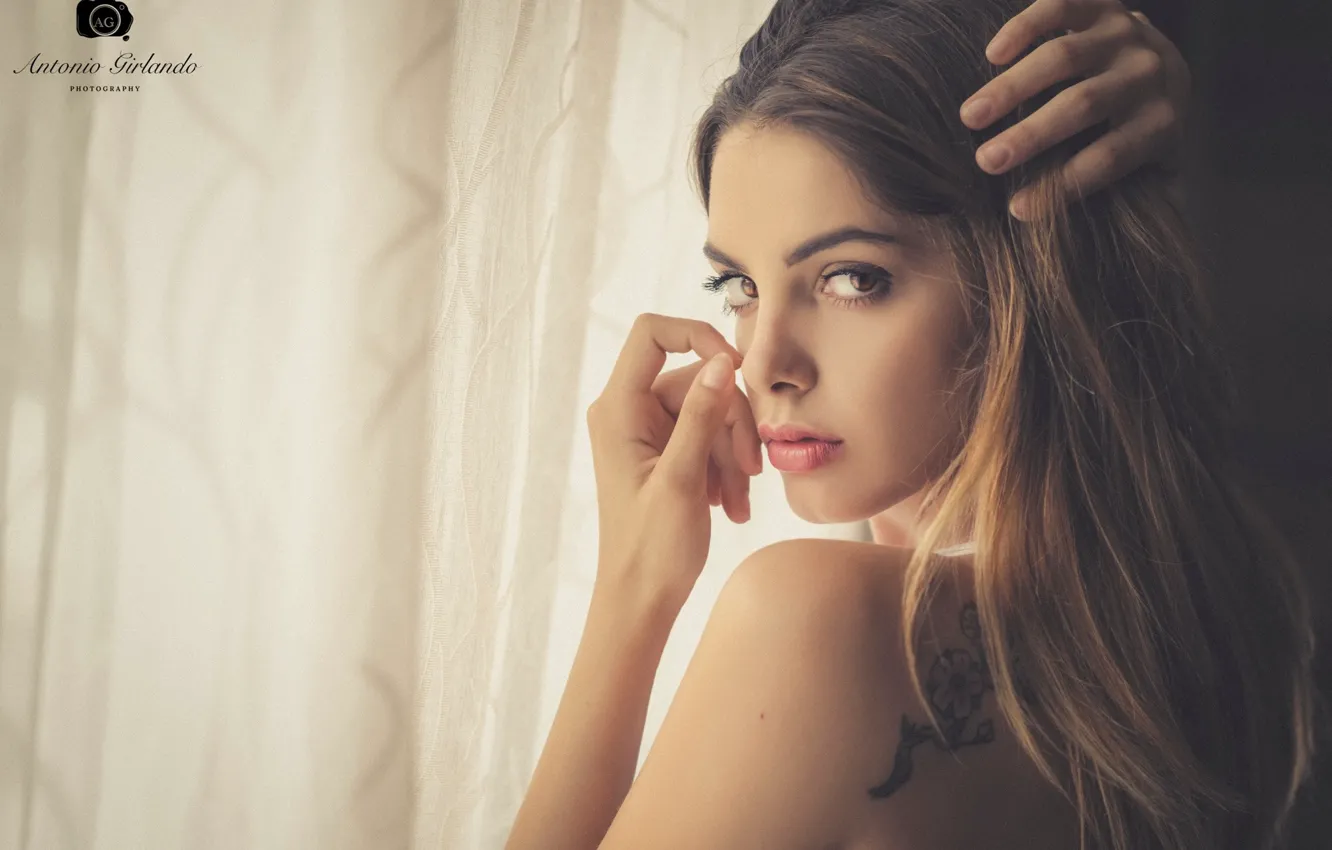 Photo wallpaper look, girl, face, tattoo, beauty, Antonio Girlando, Francesca Miuccio