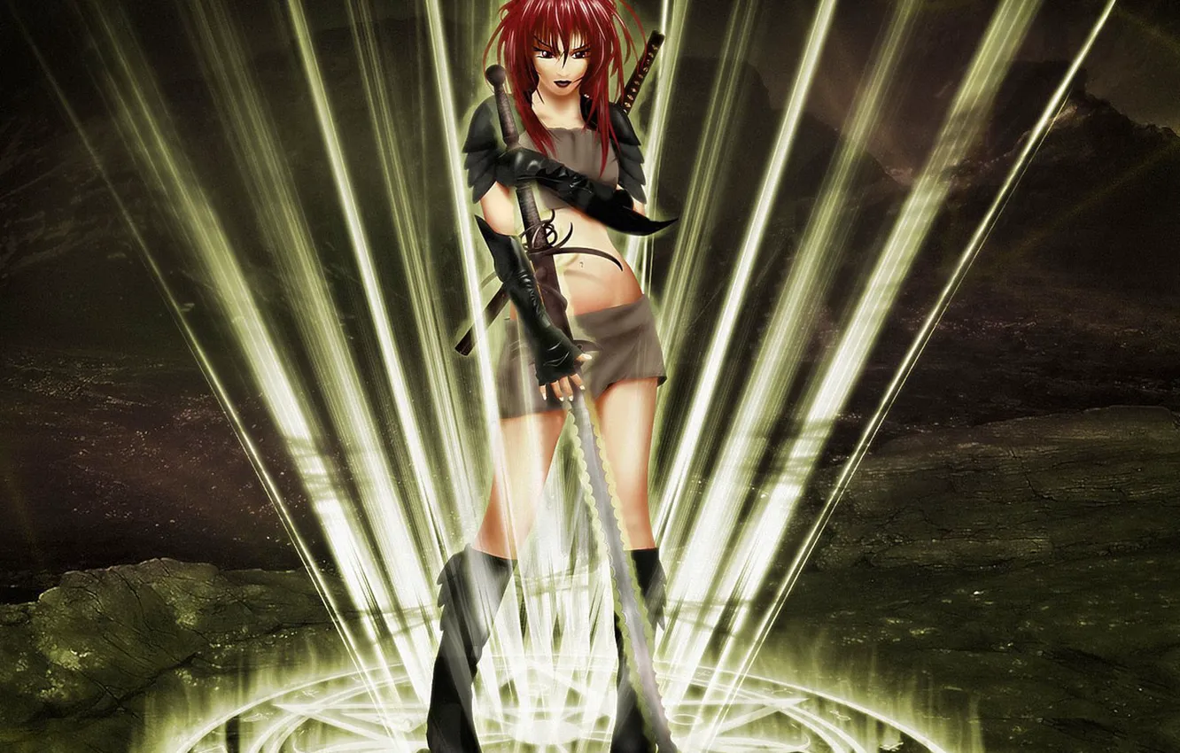 Photo wallpaper light, figure, sword