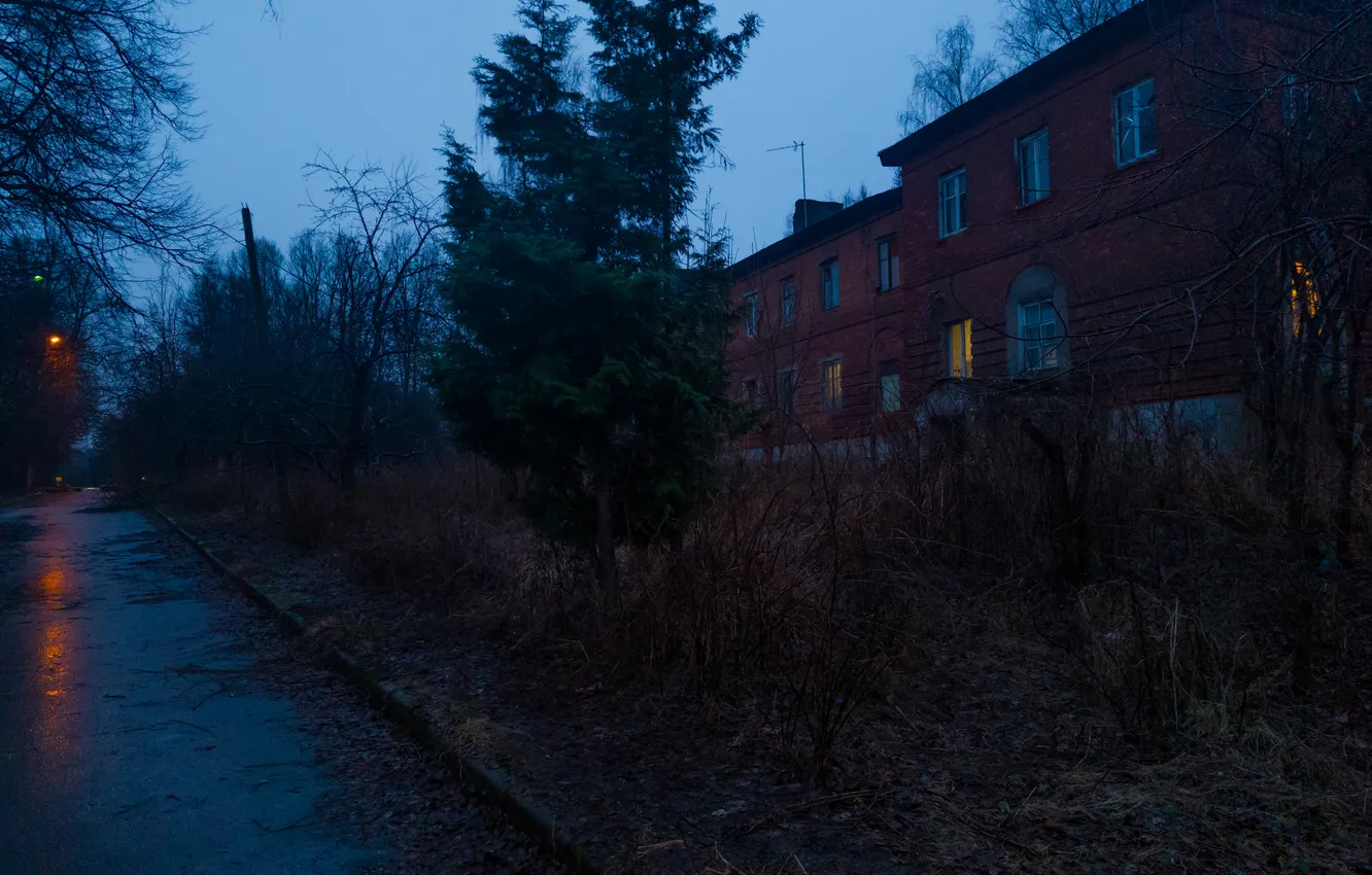 Photo wallpaper the sky, trees, house, the building, Russia, architecture, path, Artem