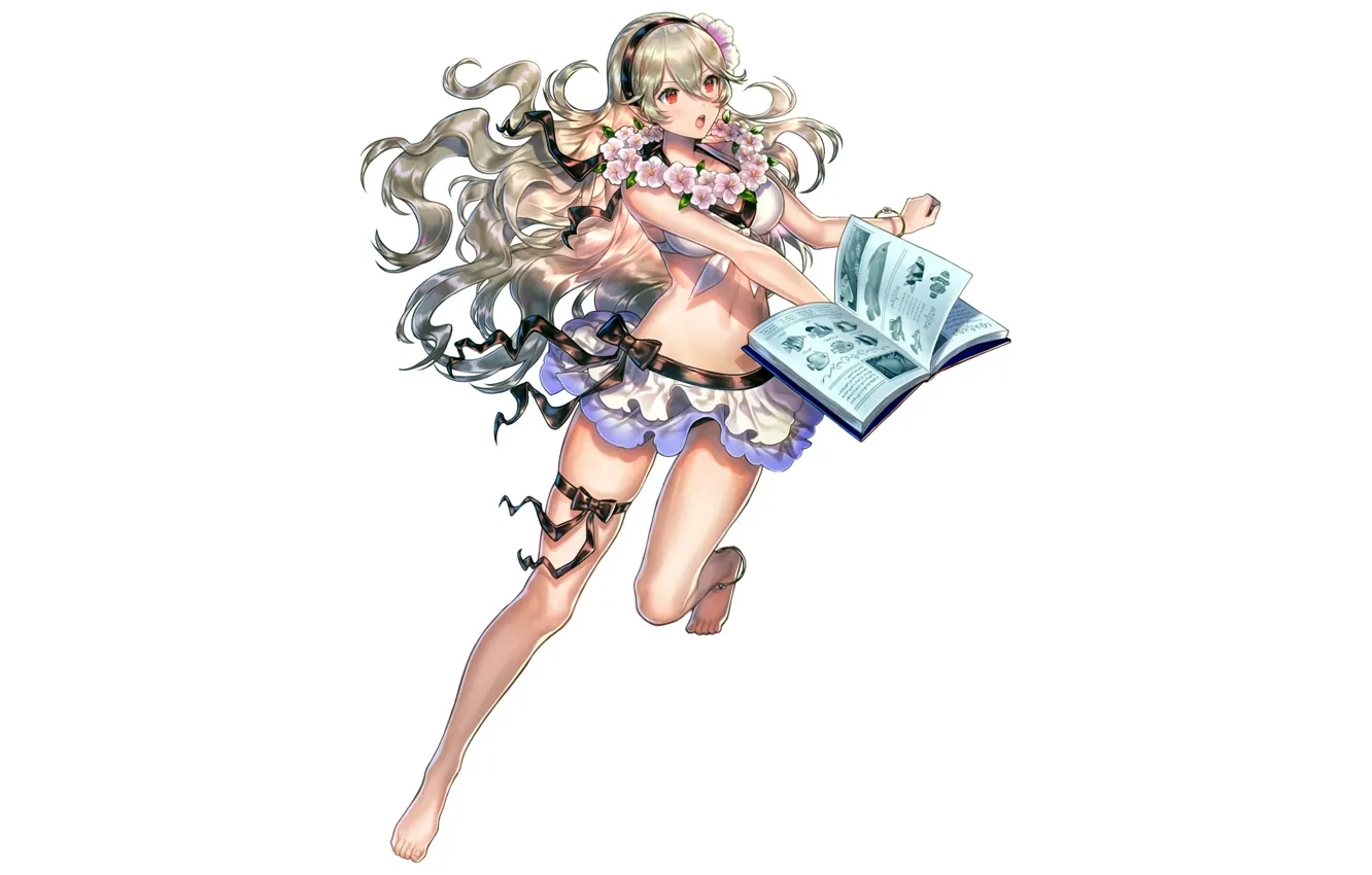 Photo wallpaper girl, sexy, cleavage, long hair, boobs, anime, beautiful, red eyes