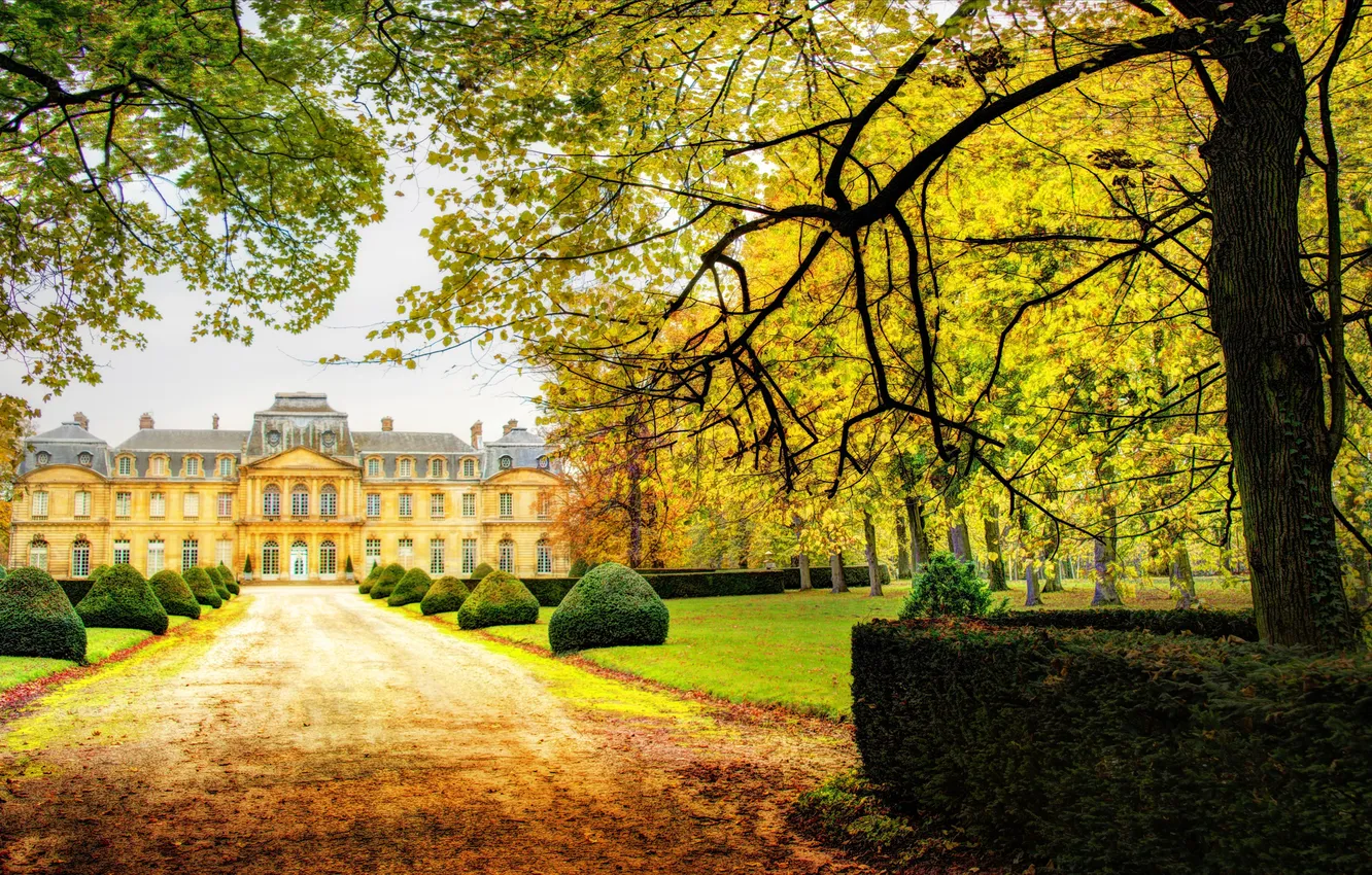 Photo wallpaper grass, lawn, path, Palace