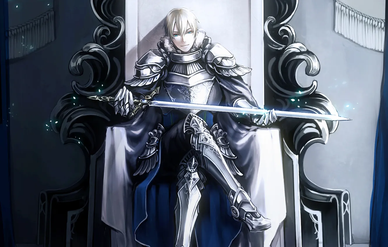 Photo wallpaper sword, armor, guy, the throne