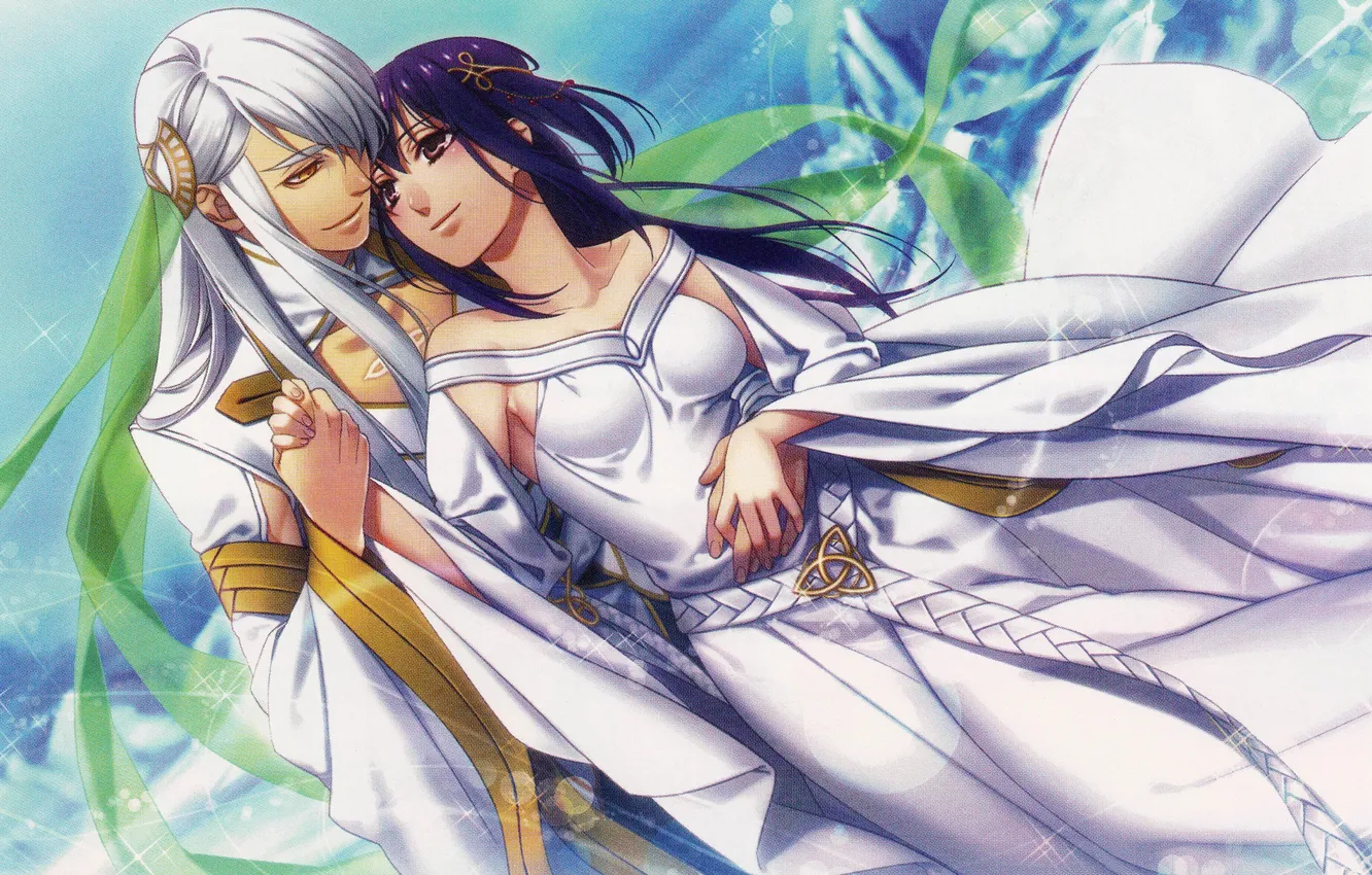 Photo wallpaper flirting, visual novel, Yui Kasana Soon, Balder Hringhorni, long white hair, the guy with the …