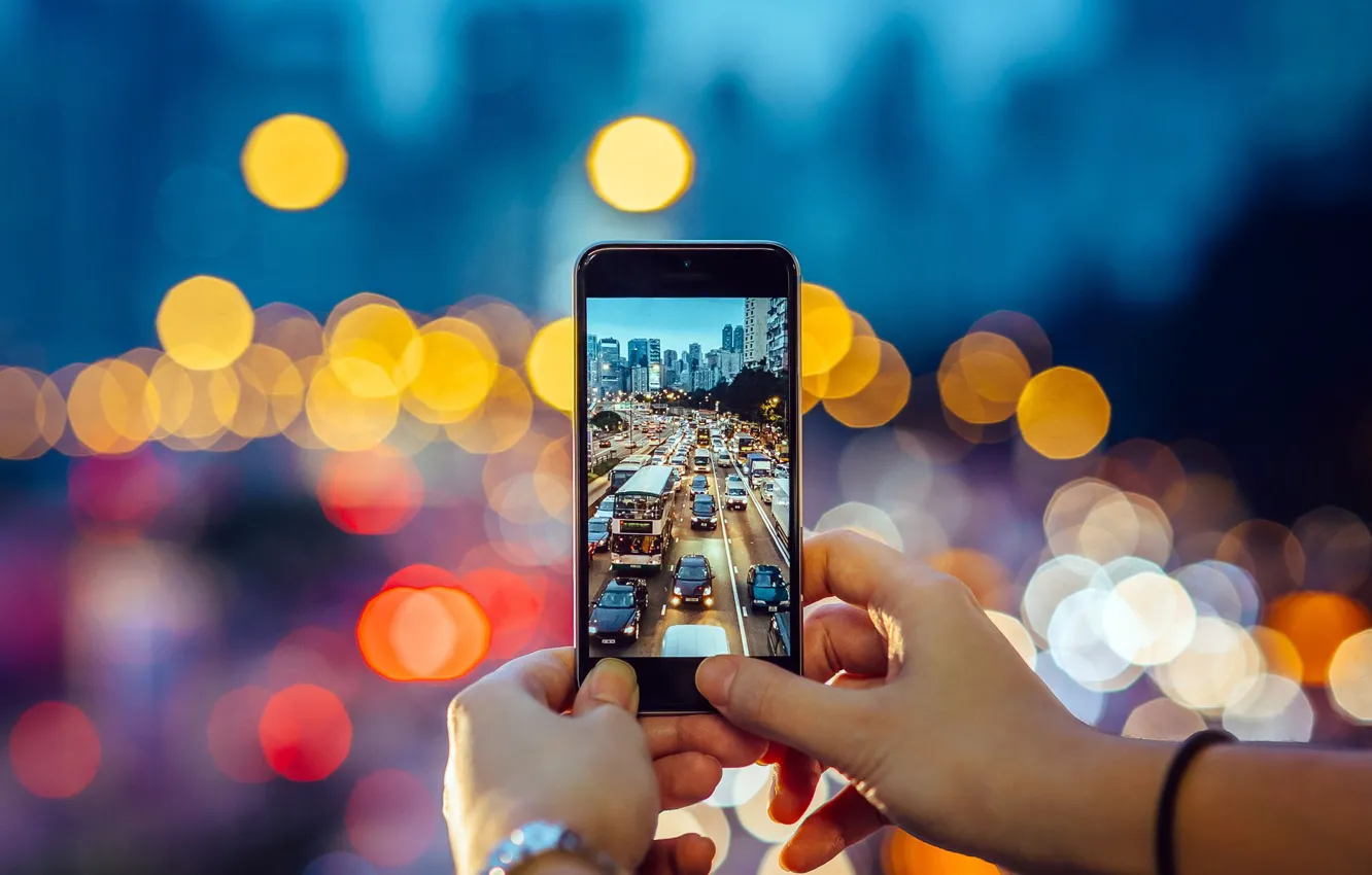 Photo wallpaper city, traffic, cellular