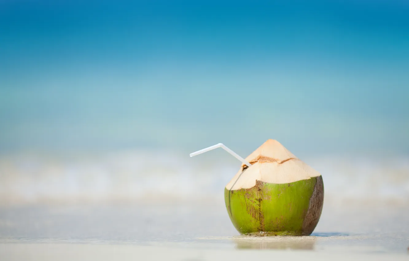 Photo wallpaper beach, sea, coast, fruit, Coco, drink, coconut, Asia