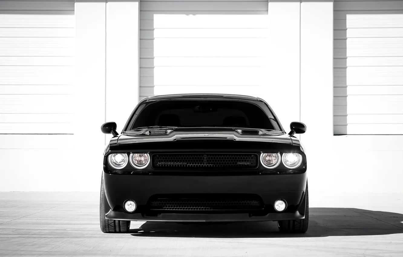 Photo wallpaper black, tuning, before, Dodge, SRT8, Challenger, black, Dodge