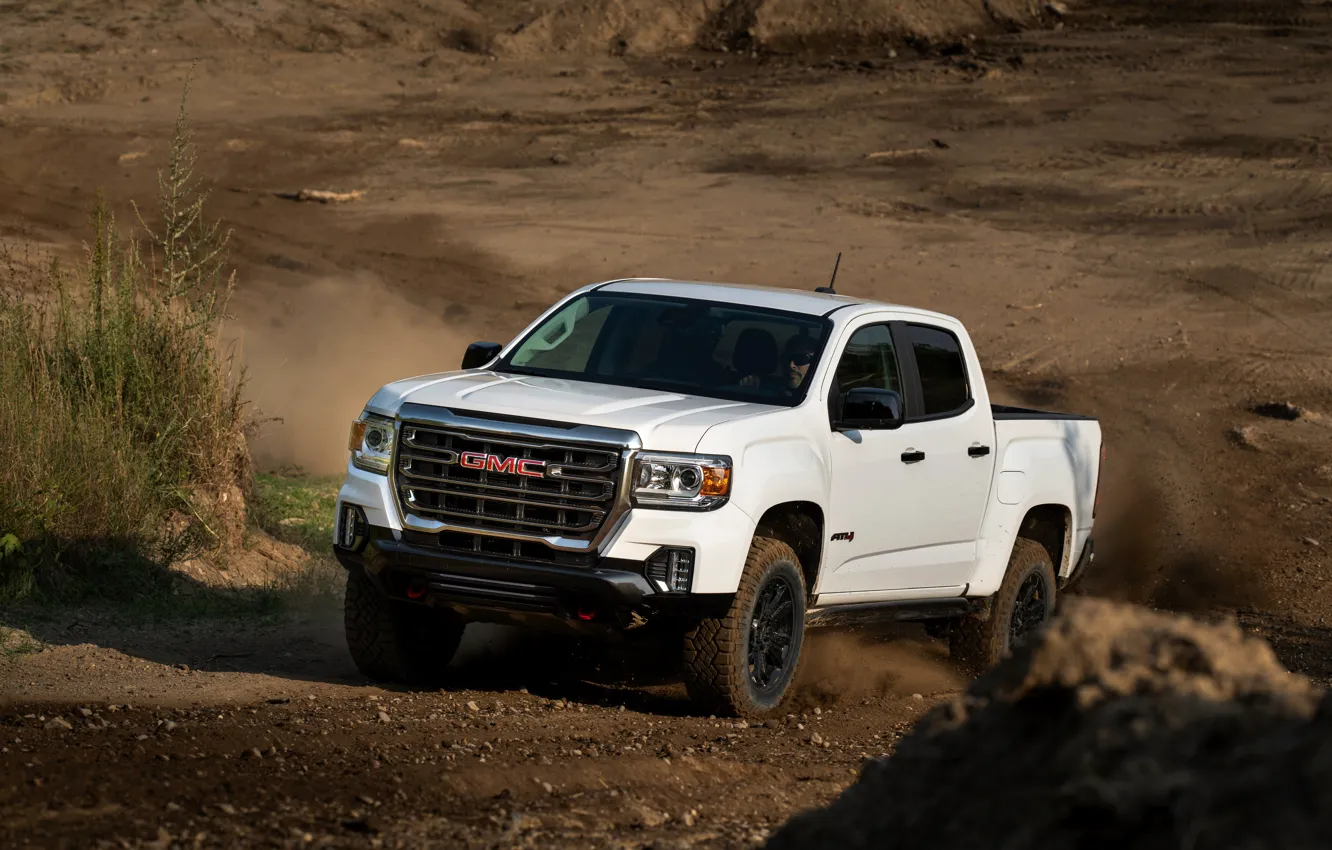 Photo wallpaper earth, dust, pickup, the ground, GMC, Crew Cab, Canyon, AT4