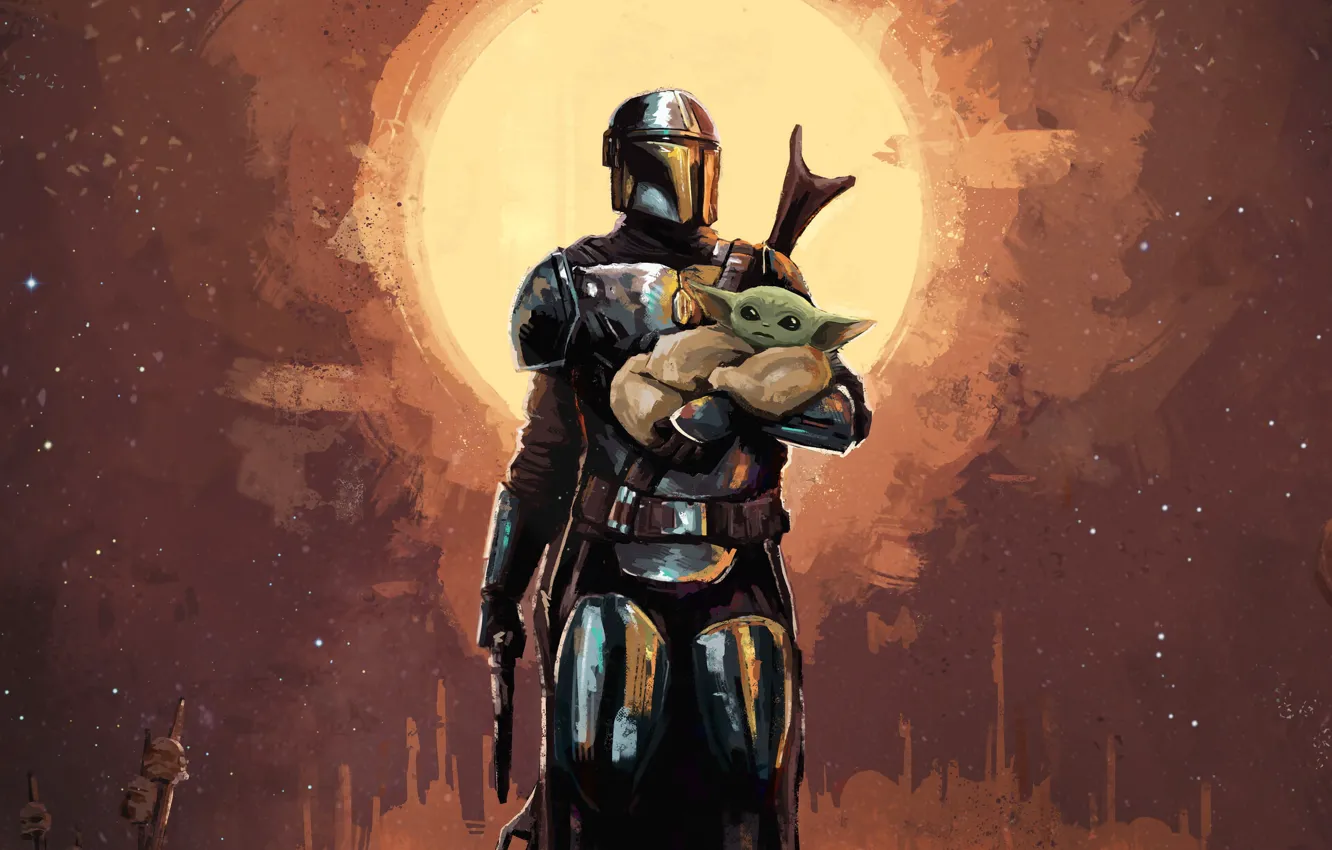 Photo wallpaper baby, warrior, Star Wars, hunter, art, Iodine, Mandalore