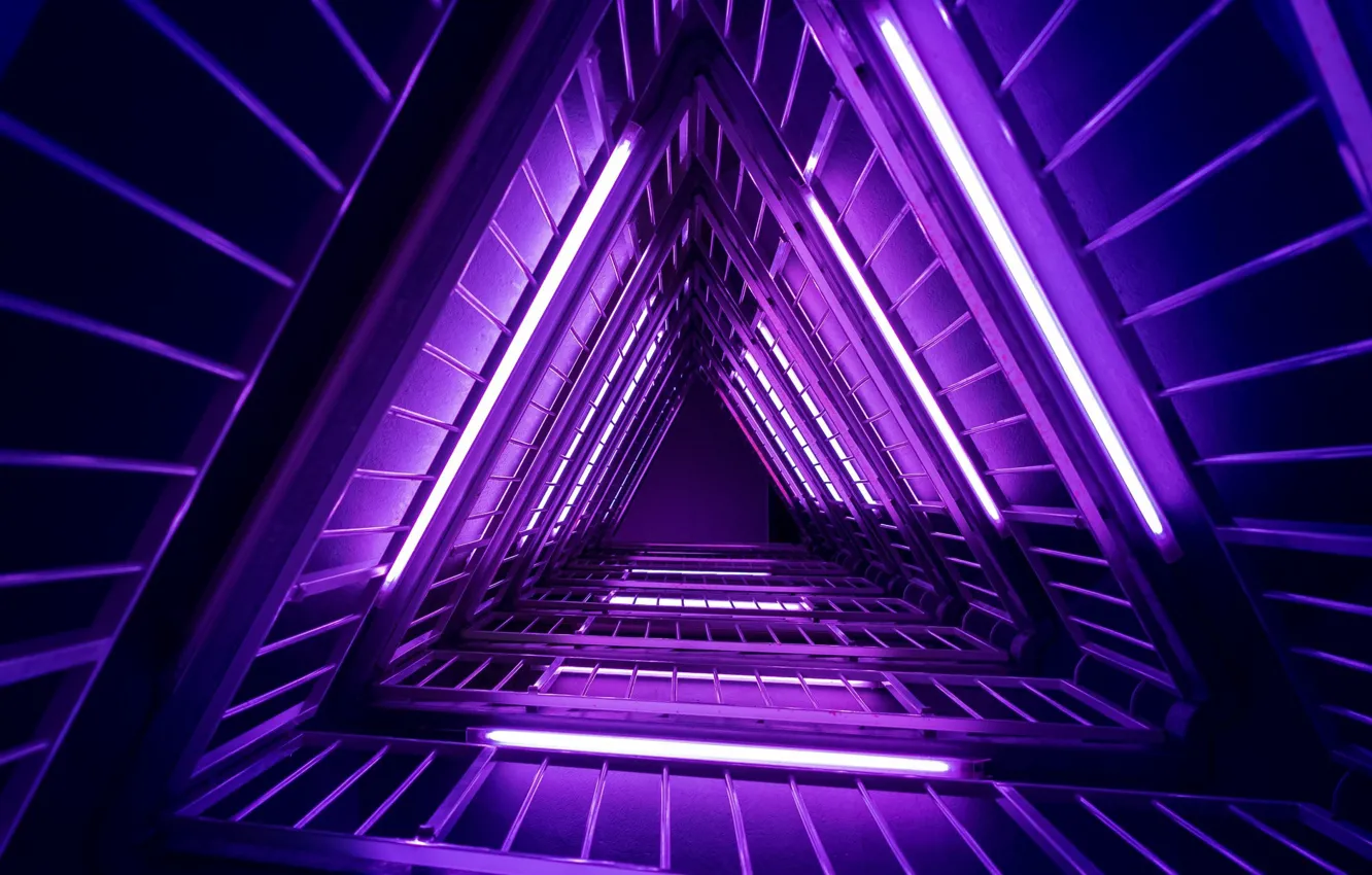 Photo wallpaper purple, neon, ladder, light, Neon, purple, ladder