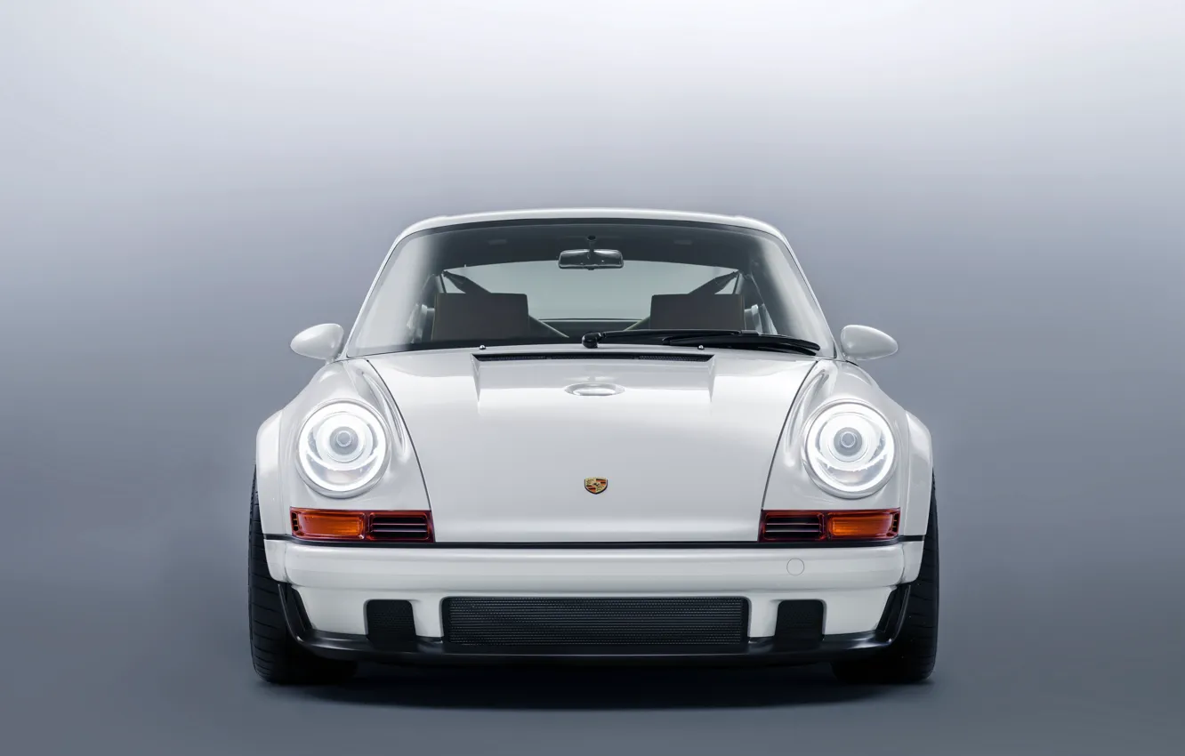 Photo wallpaper 911, Porsche, Light, Porsche 911, Front, White, The front, Singer Vehicle Design DLS
